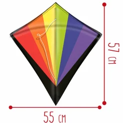 SUN&SPORT Aquilone colorato in nylon ripstop di 55×57 cm con struttura in fibra di vetro e 25 m di corda – facile apertura pop-up – disponibile in diverse varianti><noscript><img width=