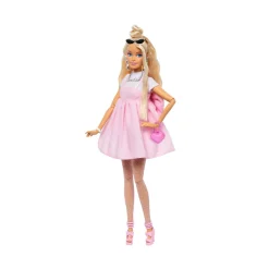 Barbie – bambola deluxe style n.3, con capelli biondi in uno chignon e abito core rosa pastello, accessori inclusi> Fashion Dolls