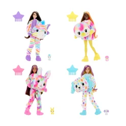 Barbie – cutie reveal serie color dream, bambola con costume da animale di peluche tye-die e 10 accessori a sopresa con effetto cambia colore – assortita> Fashion Dolls