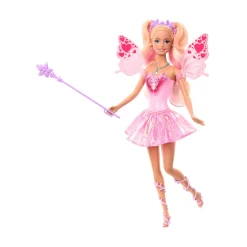 Barbie – fata con bacchetta stellata, bambola a tema fantasy con capelli bondi, ali e outfit cambia colore> Fashion Dolls