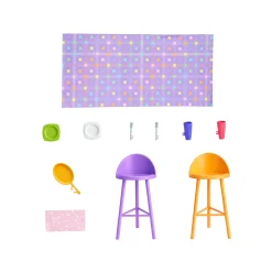 Barbie – loft casa delle vacanze, set con bambola bionda, 4 aree di gioco e 11 accessori><noscript><img width=