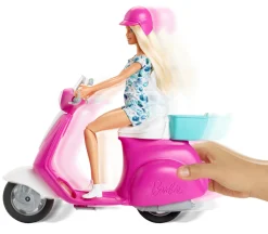 Barbie – bambola bionda con scooter rosa e accessori, 3+anni><noscript><img width=