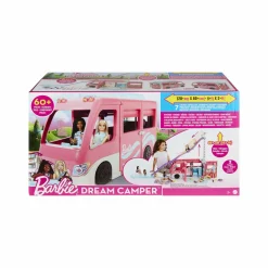 Barbie camper dei sogni playset con veicolo con ruote funzionanti, 7 aree gioco, piscina, scivolo e +60 accessori, giocattolo per bambini 3+ anni><noscript><img width=