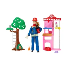 Barbie carriere – vigilessa del fuoco, playset con bambola e caserma dei pompieri, include 2 cuccioli con effetto cambia colore> Fashion Dolls