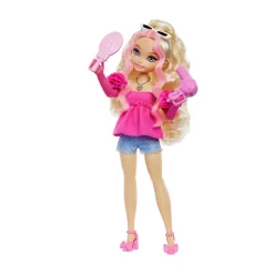Barbie dream besties – “malibu”, bambola bionda alla moda con 11 accessori a tema capelli e make-up inclusi><noscript><img width=