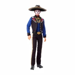Barbie , ken, bambola día de muertos, indossa un abito tradizionale con volant e ha il volto dipinto a tema calavera, giocattolo per bambini 6+ anni> Fashion Dolls