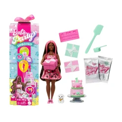 Barbie party unboxed – shimmerin’ hearts serie compleanno del cucciolo, bambola con 10 accessori a sopresa> Fashion Dolls