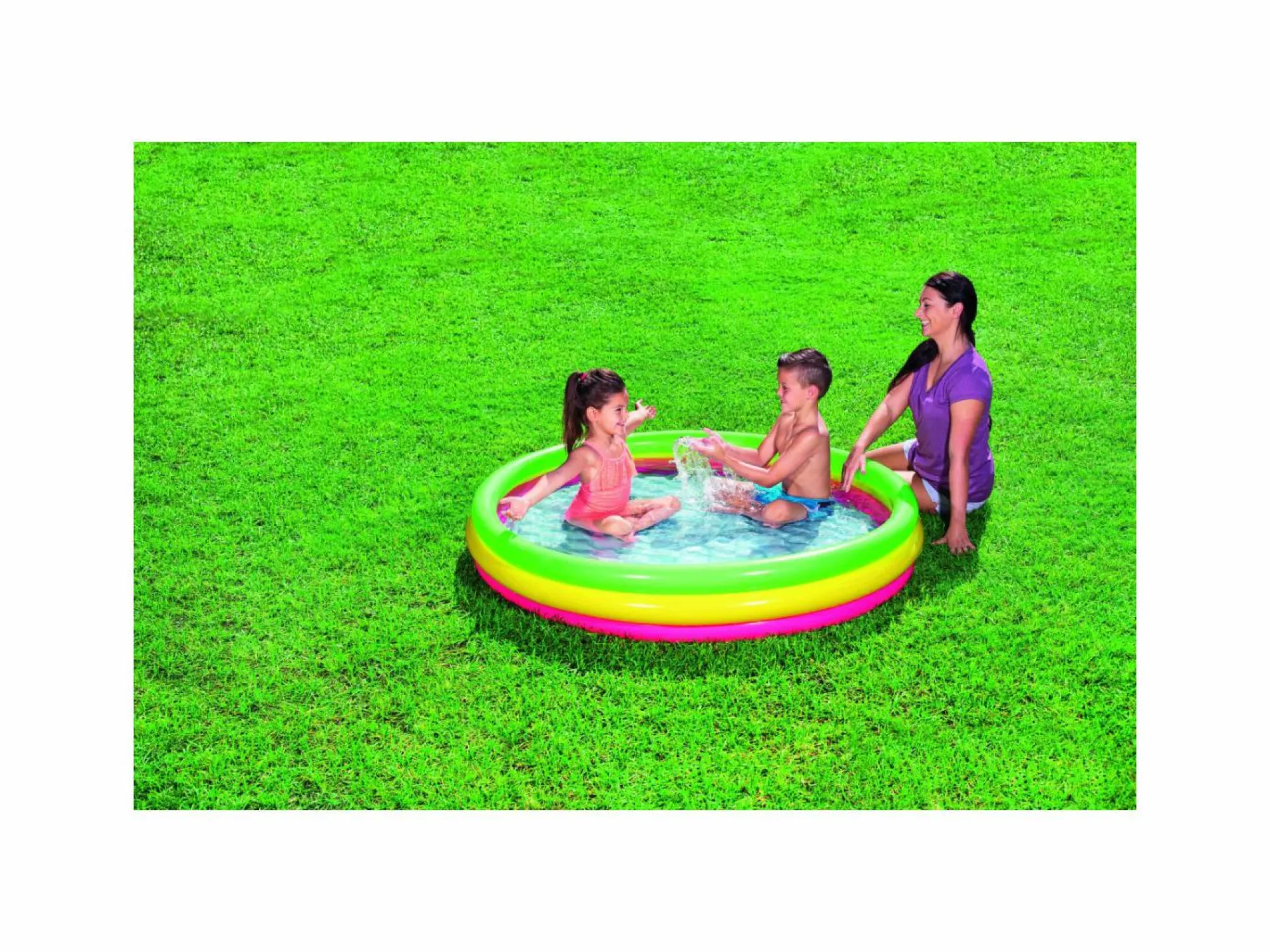 Bestway piscina summer a 3 anelli color con fondo gonfiabile 152x30 cm> Gonfiabili Per Bambini