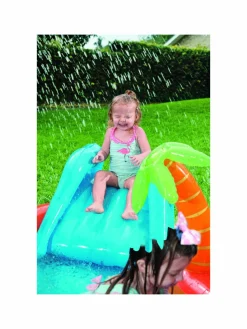 Bestway play center vulcano 265x265x104 cm con fondo gonfiabile, scivolo, spruzzo, gioco con anello e palline><noscript><img width=