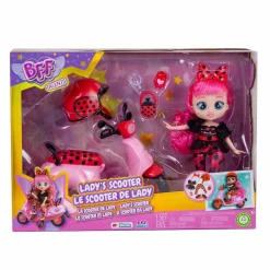 CRY BABIES Bff lady con scooter, bambola alla moda, capelli lunghi e colorati e accessori con scooter super fashion a ruote girevoli> Fashion Dolls
