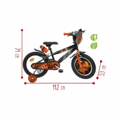 SUN&SPORT Bicicletta 16″ – arancione. 2 freni caliper – borraccia e mascherina frontale e disco colorato nella ruota anteriore inclusi – adatta per  bambini dai 8-12 anni><noscript><img width=