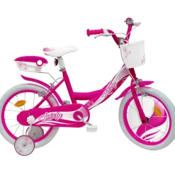 SUN&SPORT Bicicletta 16″ – fucsia – 2 freni caliper – bauletto, cestello e disco colorato nella ruota anteriore inclusi – adatta per  bambini dai 8-12 anni> Biciclette Per Bambini