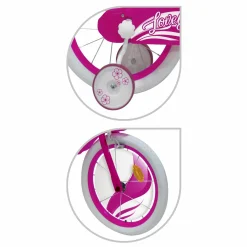 SUN&SPORT Bicicletta 16″ – fucsia – 2 freni caliper – bauletto, cestello e disco colorato nella ruota anteriore inclusi – adatta per  bambini dai 8-12 anni> Biciclette Per Bambini