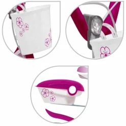 SUN&SPORT Bicicletta 16″ – fucsia – 2 freni caliper – bauletto, cestello e disco colorato nella ruota anteriore inclusi – adatta per  bambini dai 8-12 anni><noscript><img width=