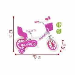 SUN&SPORT Bicicletta 12″ – rosa. freno caliper frontale – porta bambola e cestello inclusi – adatta per  bambini dai 3-5 anni><noscript><img width=