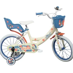 Disney Bicicletta da 16 pollici di stitch, con cestino e portabambole> Biciclette Per Bambini