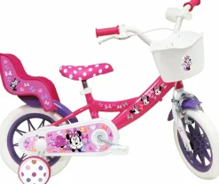 Minnie Bicicletta da 12 pollici di , con stabilizzatori laterali, cestino anteriore personalizzato> Biciclette Per Bambini