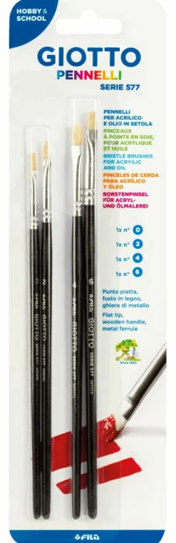 GIOTTO Blister 4 pennelli serie 577 n° 0,2,4,6> Cancelleria E Accessori