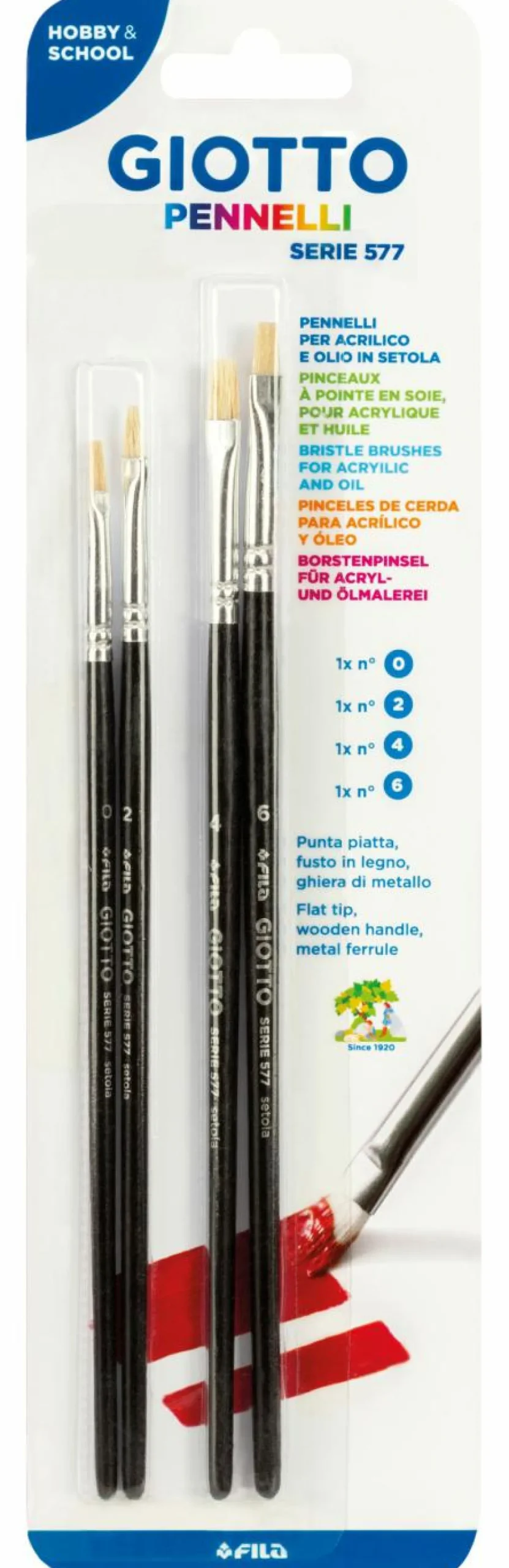 GIOTTO Blister 4 pennelli serie 577 n° 0,2,4,6> Cancelleria E Accessori