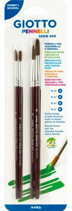 GIOTTO Blister 4 pennelli serie 400 n° 3,4,5,8> Cancelleria E Accessori