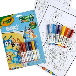 BLUEY album colora con i numeri, con 16 pagine e 6 pennarelli lavabili – 3+ – crayola> Kit Artistici E Pittura