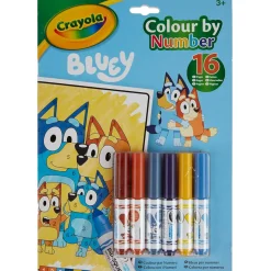 BLUEY album colora con i numeri, con 16 pagine e 6 pennarelli lavabili – 3+ – crayola> Kit Artistici E Pittura