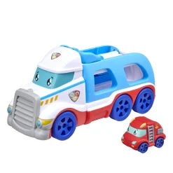 BABY SMILE Camion emergency transporter con macchinina soft touch –> Macchinine Bambini