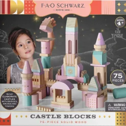 FAO Schwarz Castello di mattoncini in legno colorati da 75 pezzi><noscript><img width=