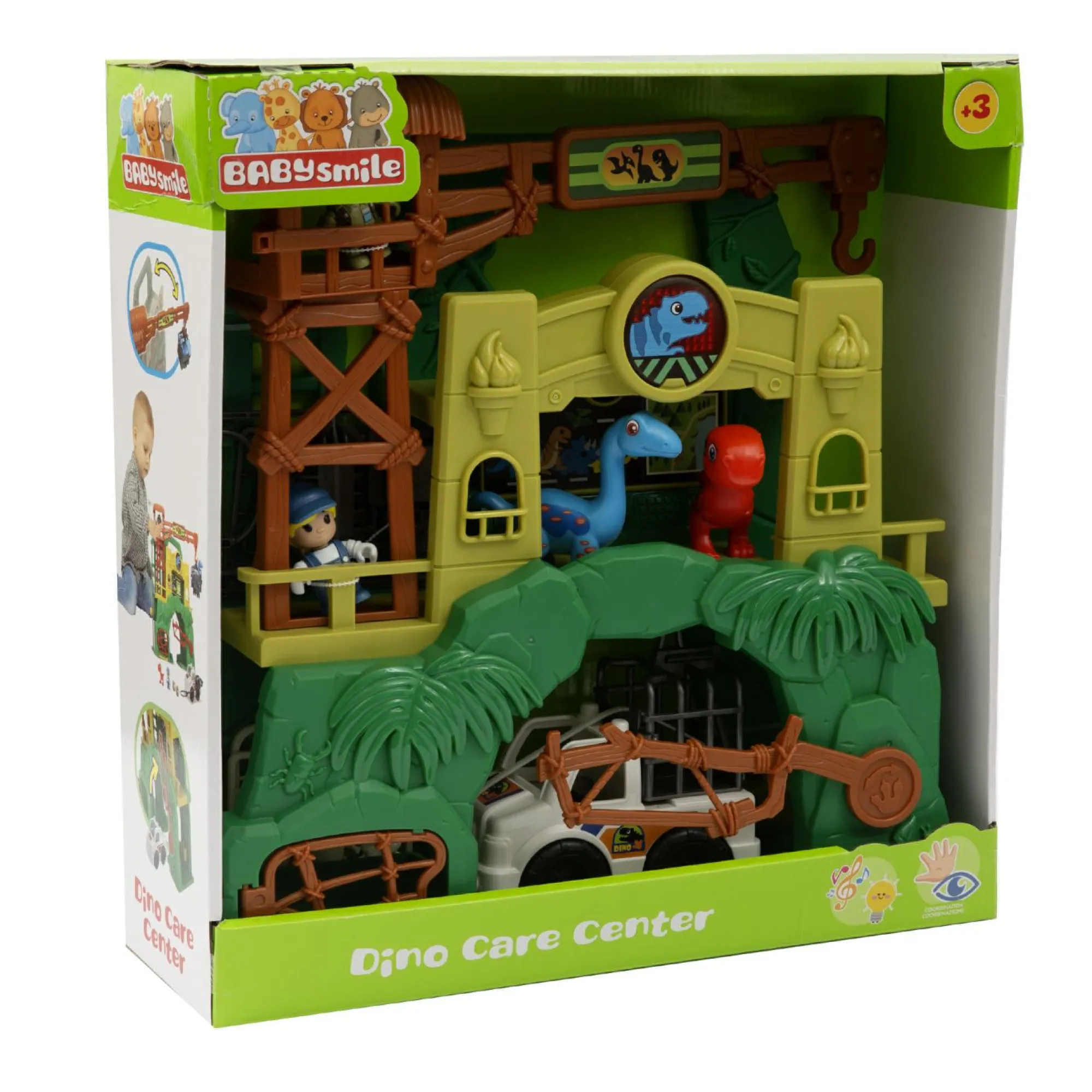 BABY SMILE Centro salva dinosauri – giocattolo interattivo dinosauri con luci, suoni e dino care center per bambini> Giochi Impilabili