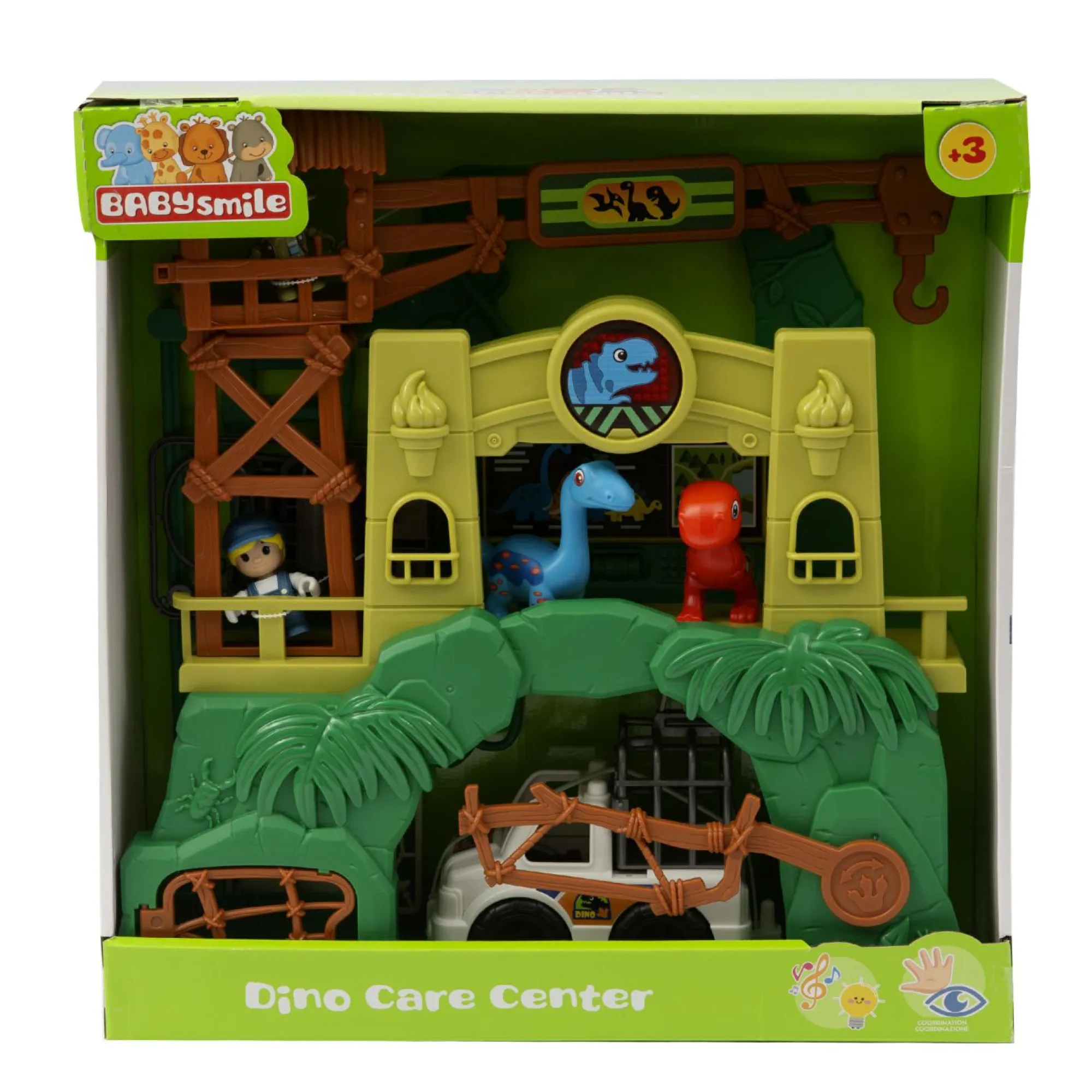 BABY SMILE Centro salva dinosauri – giocattolo interattivo dinosauri con luci, suoni e dino care center per bambini> Giochi Impilabili