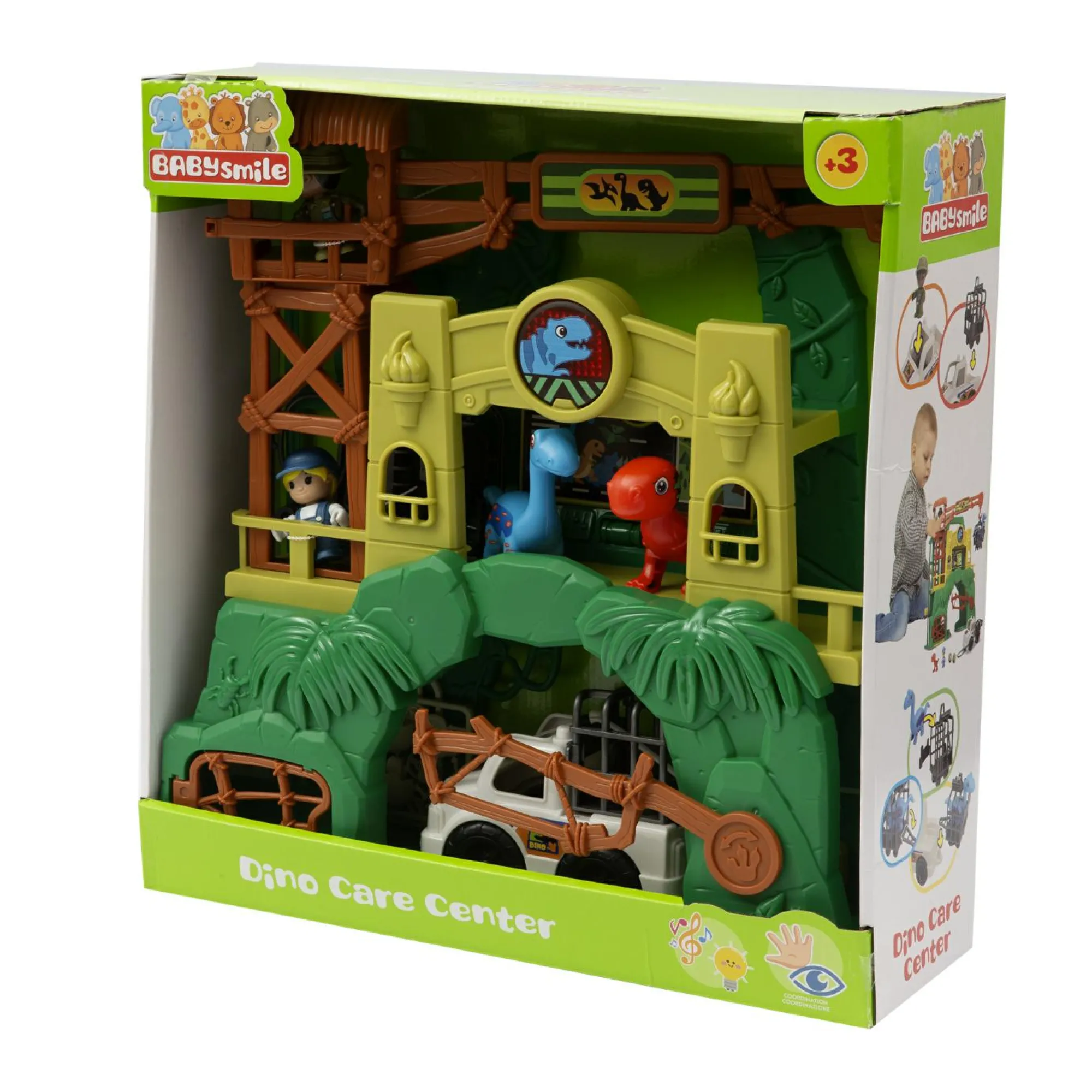 BABY SMILE Centro salva dinosauri – giocattolo interattivo dinosauri con luci, suoni e dino care center per bambini> Giochi Impilabili
