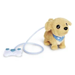CHI CHI LOVE golden retriever filoguidato per bambini – con bandana azzurra e guinzaglio luminoso> Peluche Interattivi