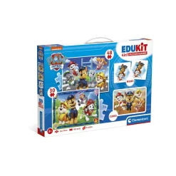 CLEMENTONI – 18291 – edukit 4 in 1  paw patrol con un puzzle da 30 pezzi e uno da 48, un memo e sei cubi> Primi Apprendimenti
