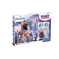 Disney Clementoni – 18292 – edukit 4 in 1  frozen  con un puzzle da 30 pezzi e uno da 48, un memo e sei cubi> Primi Apprendimenti