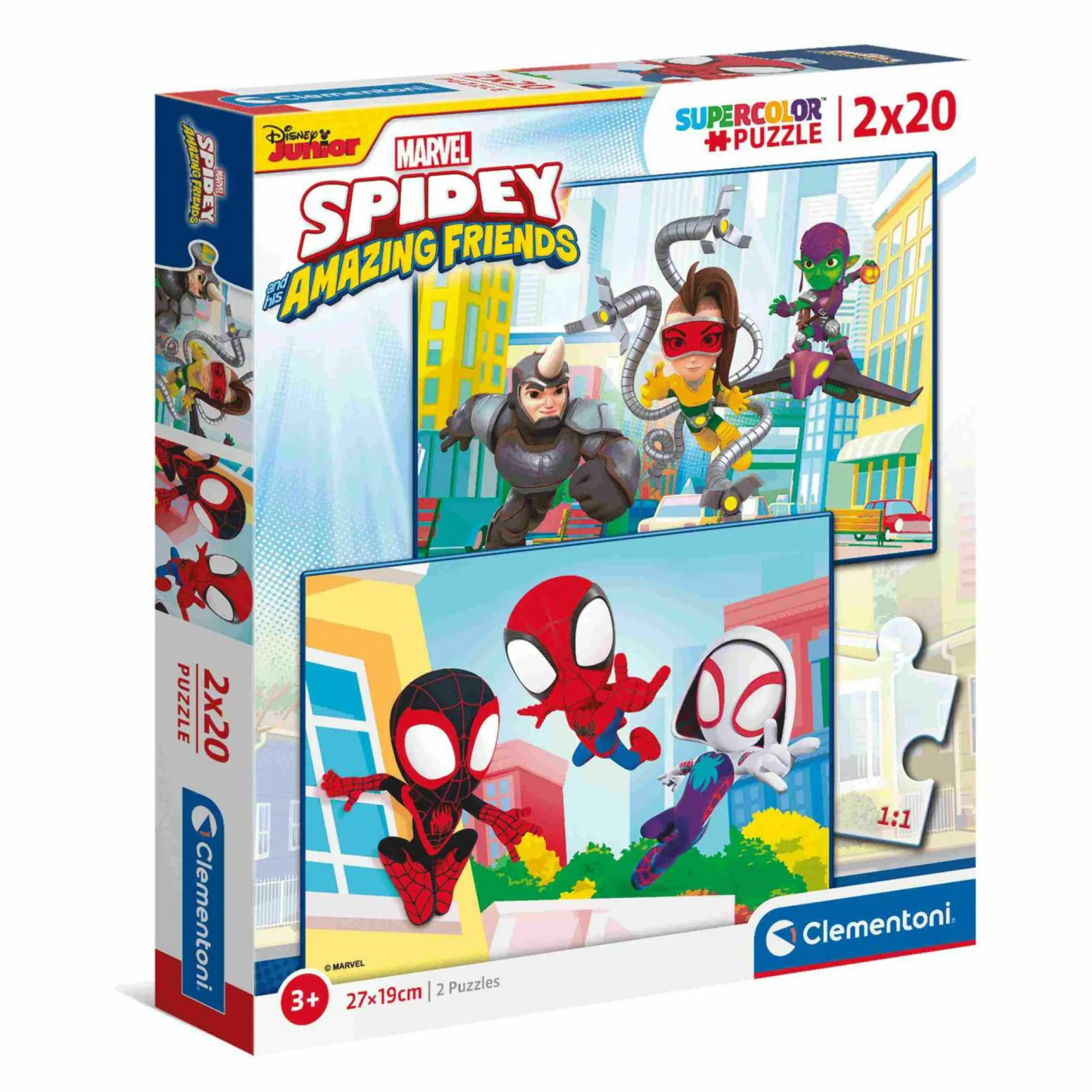 CLEMENTONI supercolor puzzle marvel spidey and his amazing friends – 2×20 pezzi> Puzzle Per Bambini