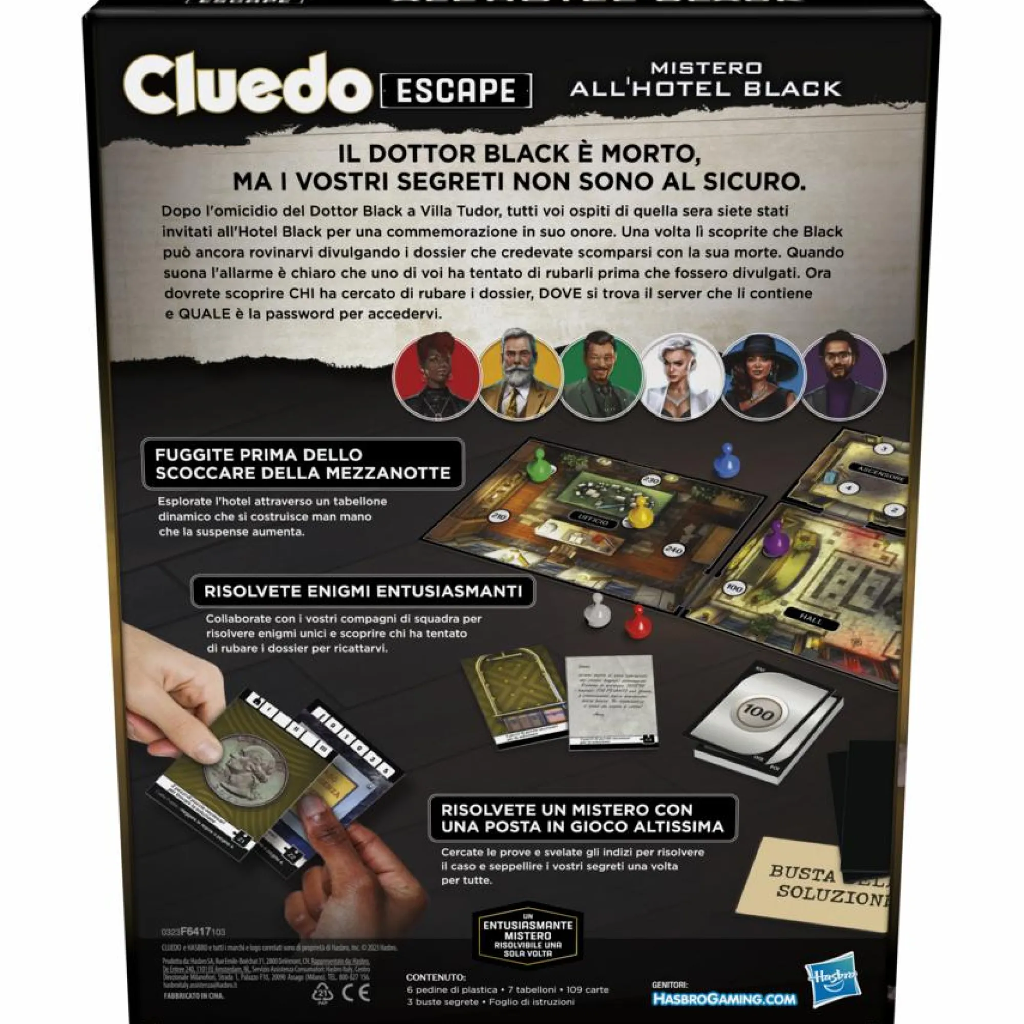 HASBRO GAMING Cluedo escape – mistero all’hotel black, gioco da tavolo, giochi in versione escape room da risolvere 1 volta sola, giochi di mistero, dai 10 anni in su> Giochi Da Tavolo Per Adulti E Carte Collezionabili|Giochi Di Strategia