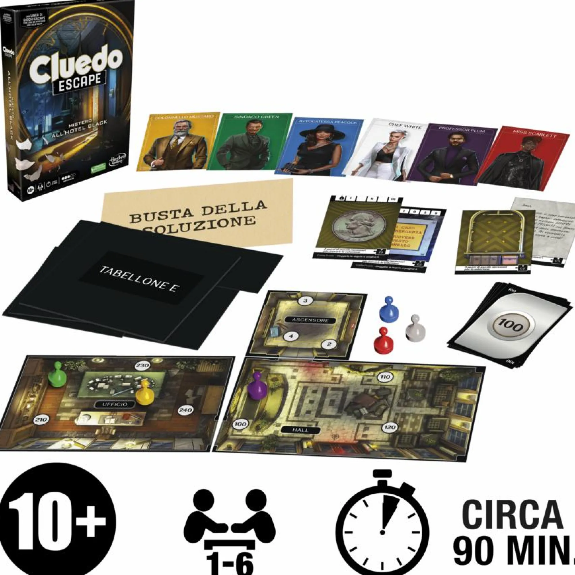 HASBRO GAMING Cluedo escape – mistero all’hotel black, gioco da tavolo, giochi in versione escape room da risolvere 1 volta sola, giochi di mistero, dai 10 anni in su> Giochi Da Tavolo Per Adulti E Carte Collezionabili|Giochi Di Strategia