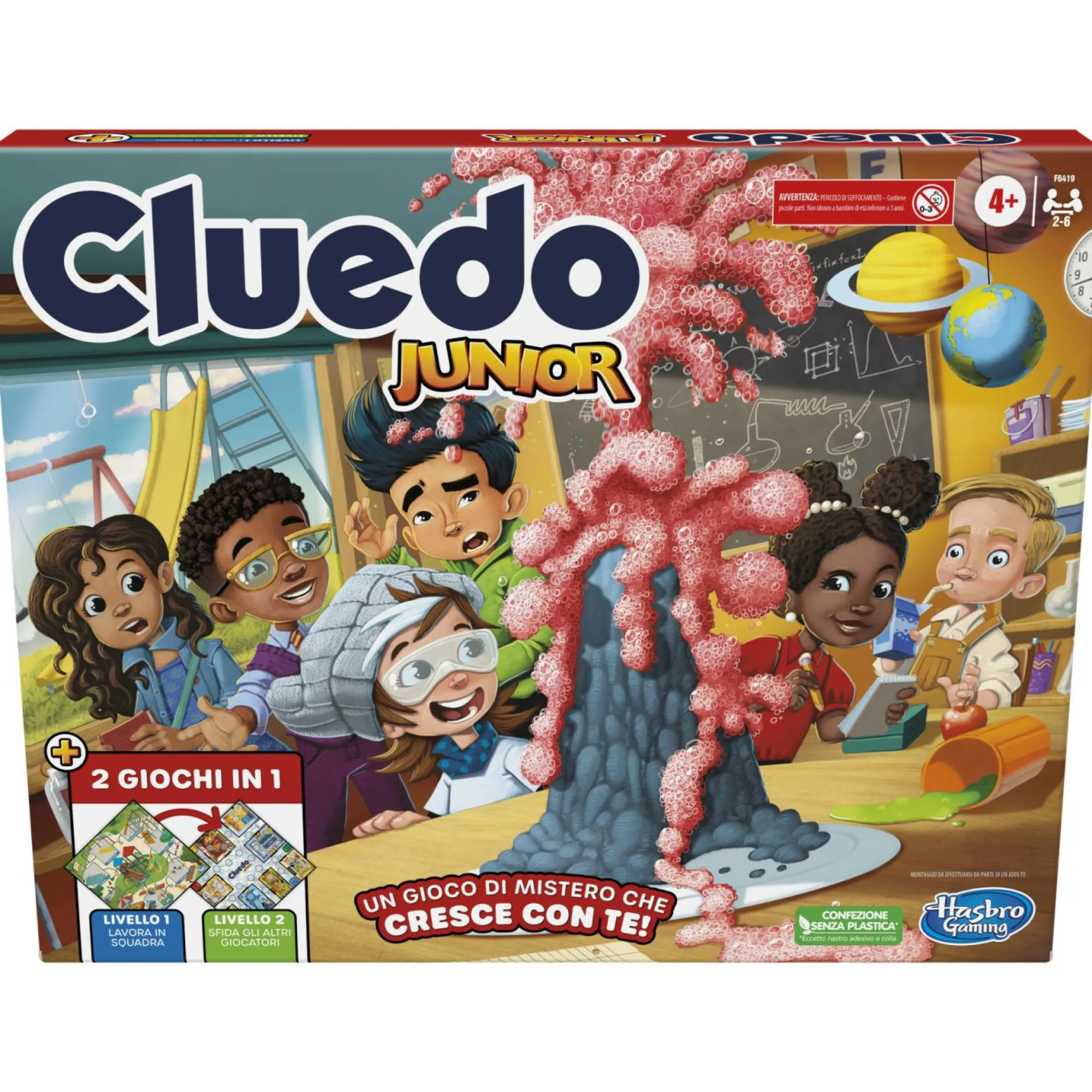 HASBRO GAMING Cluedo junior, gioco in scatola , tabellone fronte-retro, 2 giochi in 1, gioco di mistero per bambini e bambine più piccoli, giochi da tavolo per bambini e bambine> Giochi Di Società Per Bambini