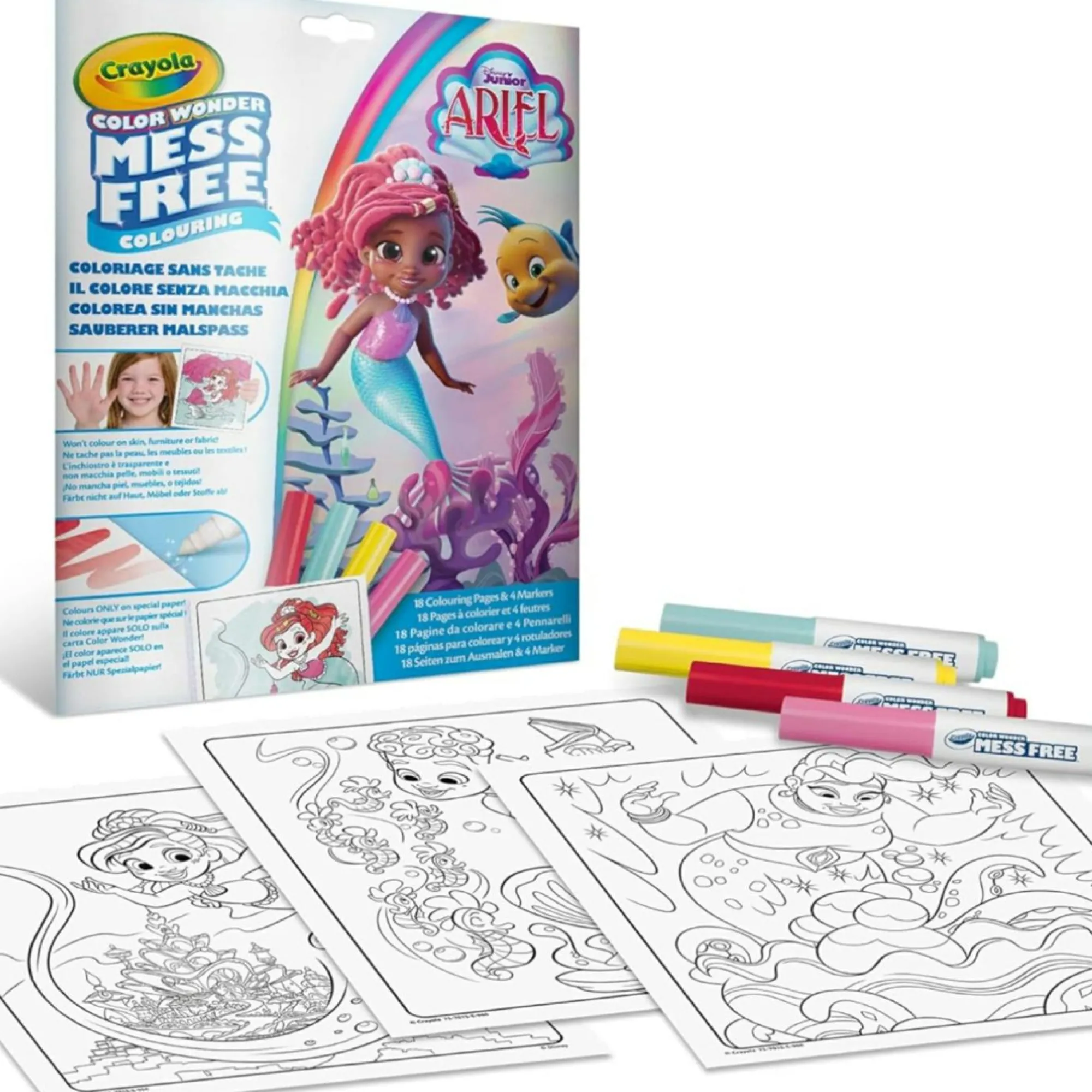 CRAYOLA Color wonder, ariel set con 18 pagine da colorare e 4 pennarelli> Kit Artistici E Pittura