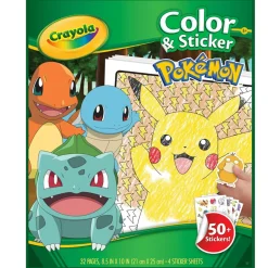 POKEMON Crayola – album da colorare con sticker , 32 pagine divertenti e 4 fogli di adesivi inclusi, 04-2740> Kit Artistici E Pittura