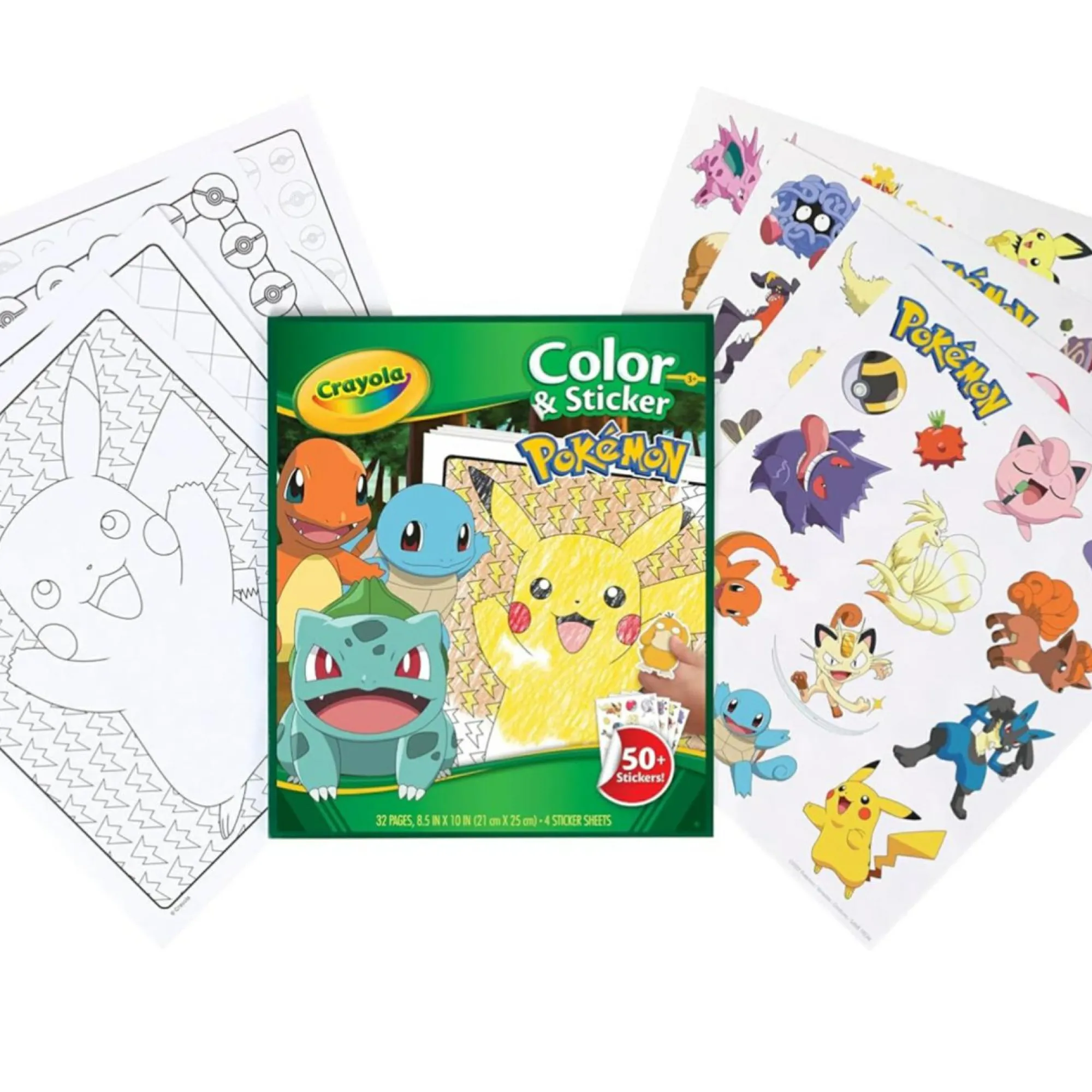 POKEMON Crayola – album da colorare con sticker , 32 pagine divertenti e 4 fogli di adesivi inclusi, 04-2740> Kit Artistici E Pittura