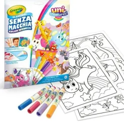 CRAYOLA – color wonder, coloring set con 18 pagine da colorare e 4 pennarelli senza macchia, soggetto unicreatures> Kit Artistici E Pittura