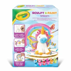 CRAYOLA – modella & dipingi il tuo unicorno, argilla modellabile autoindurente, con tempere e accessori per decorare, attività creativa e regalo per bambini e bambine, da 5 anni> Kit Artistici E Pittura