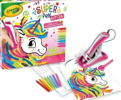 CRAYOLA – super pen unicorno neon, gioco per sciogliere i pastelli a cera e creare disegni in rilievo, attività creativa e regalo per bambini, età 8+><noscript><img width=