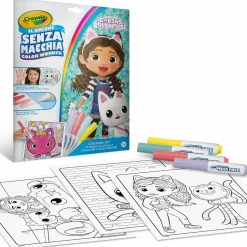 CRAYOLA color wonder – coloring set con 18 pagine da colorare e 4 pennarelli senza macchia, soggetto gabby’s dollhouse, attività creativa per bambini da 3 anni> Kit Artistici E Pittura