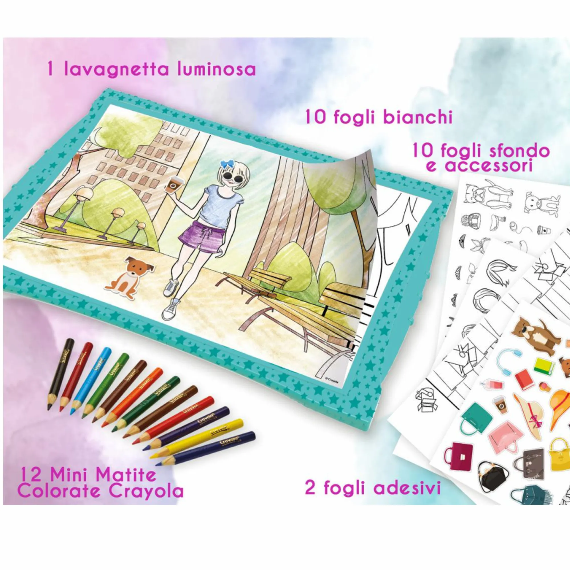 CRAYOLA creations – crea la moda – lavagnetta luminosa con accessori> Moda, Gioielli, Decorazioni, Cosmetici