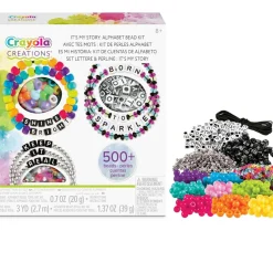 CRAYOLA creations – set crea i tuoi braccialetti alphabet bead – it’s my story, attività creativa e regalo per bambine, da 8 anni> Kit Artistici E Pittura