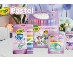 CRAYOLA pastel valigetta rosa – set 65 pezzi con pennarelli lavabili supertips, colori assortiti pastello – attività creativa e regalo bambini 4+><noscript><img width=
