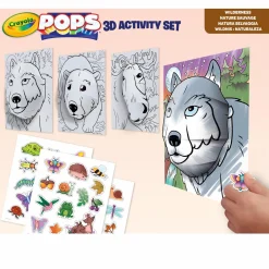 CRAYOLA pops 3d activity set lupo e natura selvaggia – colora e crea disegni tridimensionali> Kit Artistici E Pittura