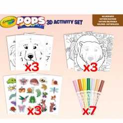 CRAYOLA pops 3d activity set lupo e natura selvaggia – colora e crea disegni tridimensionali><noscript><img width=